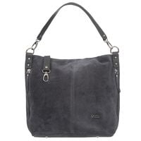 VEZZE torebka damska zamszowa worek z paskiem na ramię V551 c.szara