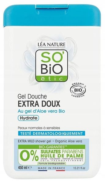 SO'BiO Etic Gel Douche Extra-Doux a l'Aloe Vera450 zdjęcie 1