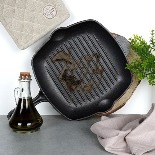 Patelnia Żeliwna Grillowa Kwadratowa do Grillowania Mięsa Ryby Warzyw 28 cm na Arena.pl