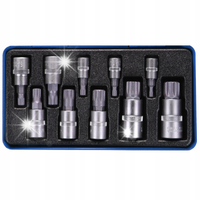 ZESTAW NASADEK KLUCZY SPLINE 1/4 3/8 1/2 M4-M18 10 EL.