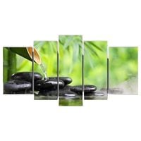 obraz 5-częściowy nadruk kamienie zen spa bambus