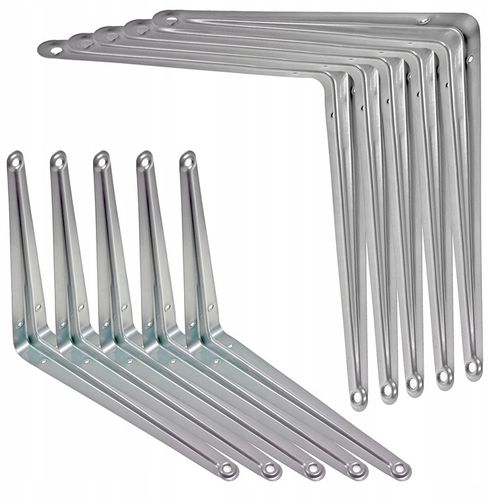 KĄTOWNIK WSPORNIK pod PÓŁKĘ PÓŁKI 250x200 mm SREBRNY SZARY zestaw, 10 na Arena.pl