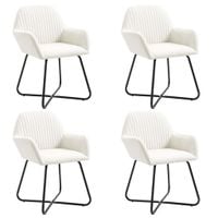 Krzesła do jadalni, 4 szt., kremowe, tapicerowane tkaniną