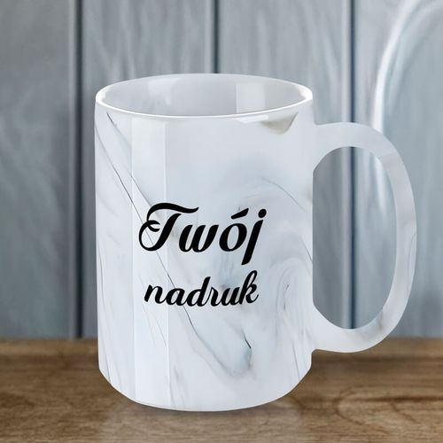 Kubek 450 ml szary marmur z Twoim nadrukiem na Arena.pl