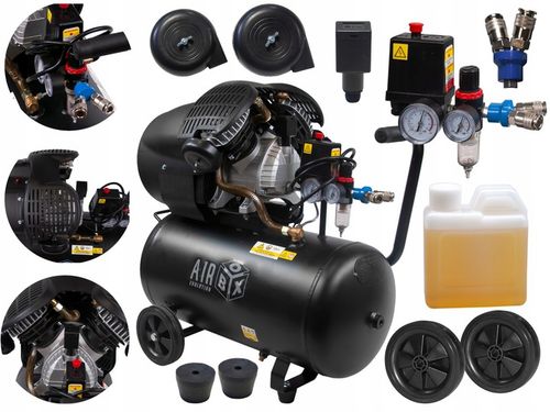 Kompresor Sprężarka olejowa 50L dwutłokowa 2,2kW 230V 10bar Airbox na Arena.pl