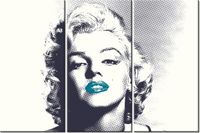60 90CM OBRAZ 3 ELEM MARILYN MONROE TURKUSOWYMI USTAMI DRUK PŁÓTNO RAMA