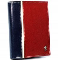 Pionowy portfel męski dwukolorowy, skóra naturalna hq