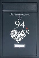 Skrzynka na listy pocztowa Z ADRESEM NUMER DOMU NADRUK UV personalizowana