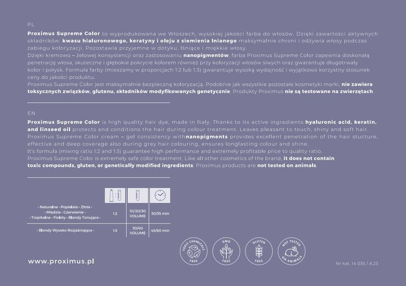 PROXIMUS Farba do włosów SUPREME COLOR NANOTECHNOLOGY - 8,8 zdjęcie 11