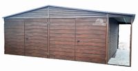 GARAŻ BLASZANY 6M X 5,8M POZIOM + WIATA- 2X BRAMA + DRZWI 6X5,8 GB252