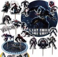 ZESTAW OPŁATEK NA TORT 20CM + TOPPERY PAPIEROWE - VENOM + IMIĘ 15CM 18CM