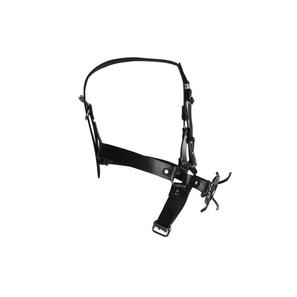 Head Harness With Spider Gag And Nose Hooks - Black zdjęcie 9