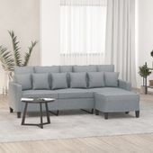 3-osobowa sofa z podnóżkiem, jasnoszara, 180 cm, tkaniną