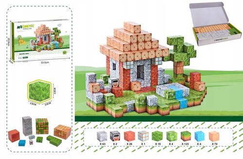 Magnetyczne klocki kostki budowlane modułowe konstrukcyjne 3d 312 elementów na Arena.pl