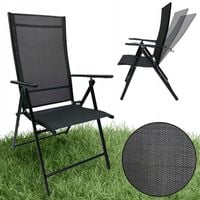 MOCNE SKŁADANE KRZESŁO OGRODOWE REGULOWANE TARAS BORNEO CZARNE