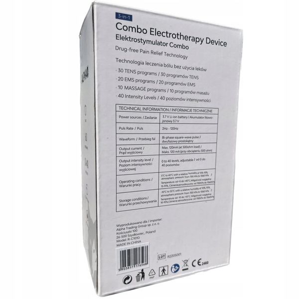 ELEKTROSTYMULATOR MIĘŚNI I NERWÓW TENS EMS 60 PROGRAMÓW ALPHA zdjęcie 11