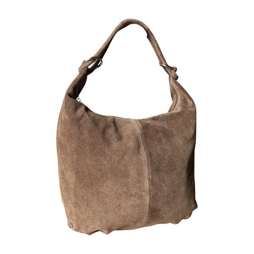 TAUPE ZAMSZOWA TOREBKA WOREK CAPPUCCINO TOREBKA ZAMSZ NATURALNY Vera Pelle na Arena.pl