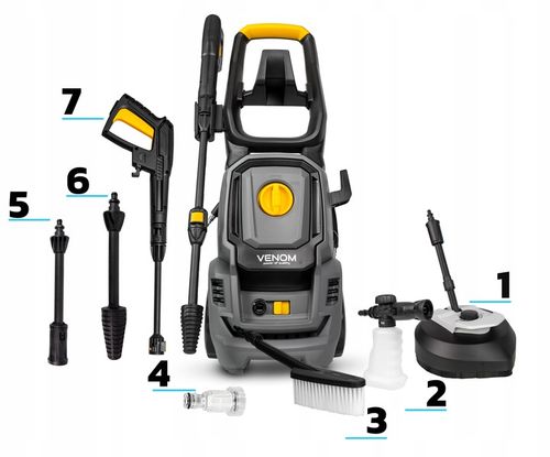 MYJKA CIŚNIENIOWA 2000W 230BAR ALUMINIOWA POMPA SZCZOTKA T-RACER WĄŻ na Arena.pl