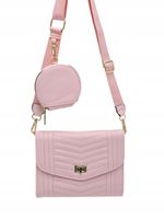 Victoria J. - torebka listonoszka portfelik przeszycia różowy VJ-957