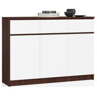 Komoda, 3 szuflady, 3 drzwi, ATLAS, 140x40x99 cm, wenge, biel | TYLETEGOTU