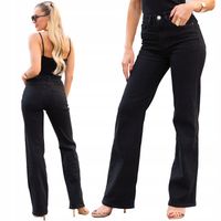 Wide Leg Wyszczuplające SPODNIE Jeansowe JEANSY Wysoki Stan Push Up