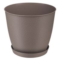 Doniczka z podstawką PELLA 22,5 cm taupe tworzywo sztuczne pojemność 5,3l