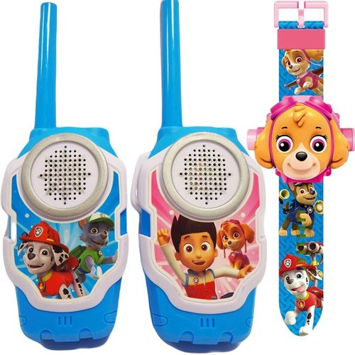 PSI PATROL ZESTAW DO ZABAWY ZEGAREK Z PROJEKTOREM SKYE + 2x WALKIE TALKIE na Arena.pl