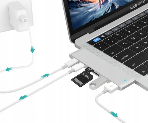 adapter hub przejściówka usb-c usb thunderbolt hdmi 4k do macbook pro air na Arena.pl