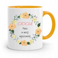 Kubek Żółty Prezent Dla Cioci W Wersji Wyluzowanej Z Nadrukiem Ze Zdjęciem