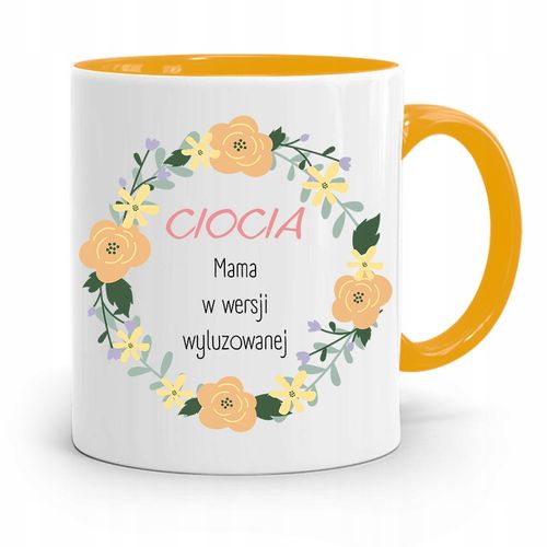 Kubek Żółty Prezent Dla Cioci W Wersji Wyluzowanej Z Nadrukiem Ze Zdjęciem na Arena.pl