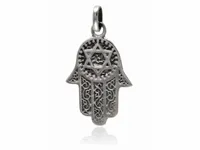 OKSYDOWANY CIEMNY SREBRNY WISIOREK DŁOŃ RĘKA FATIMY AMULET TALIZMAN SREBRO