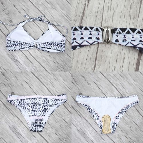 BIKINI STRÓJ KĄPIELOWY DWUCZĘŚCIOWY WZÓR AZTECKI WIĄZANY KOSTIUM KOMPLET M na Arena.pl