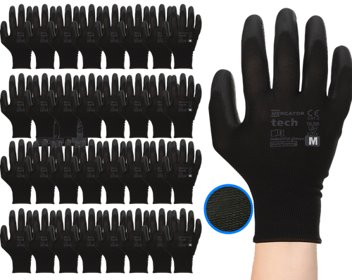 rękawice robocze mercator tech black+black pu - m - 120 par na Arena.pl