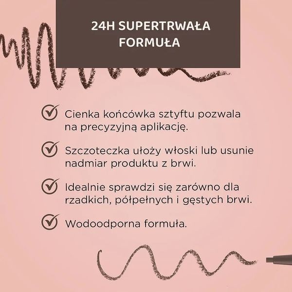 Eveline Wodoodporna Pomada do brwi Dark Brown ze szczoteczką Brow&Go! zdjęcie 3
