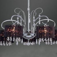 Żyrandol LAMPA wisząca SPAN MDM1583/5 Italux abażurowa OPRAWA kryształki glamour organza mgła chrom czarna