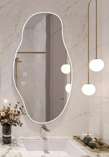 Lustro ścienne asymetryczne 40x75 cm - Biała rama na Arena.pl