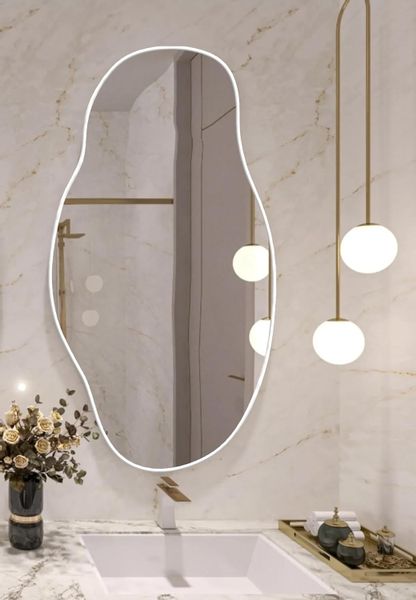 Lustro ścienne asymetryczne 40x75 cm - Biała rama zdjęcie 3