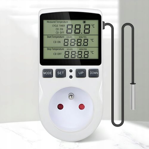 TERMOSTAT ELEKTRONICZNY CYFROWY REGULATOR TEMPERATURY 16A 250V GNIAZDO na Arena.pl