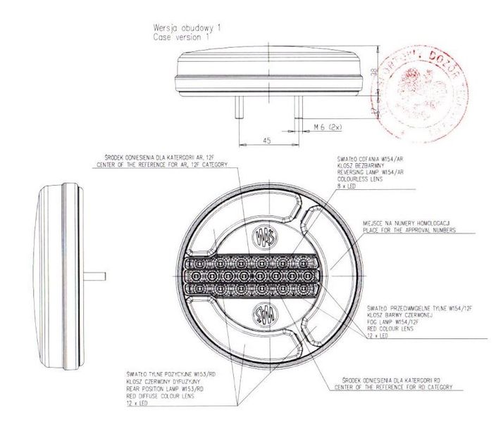 Lampa LED tylna 3 funkcje 12V-24V 32 LED 1130 12F zdjęcie 6