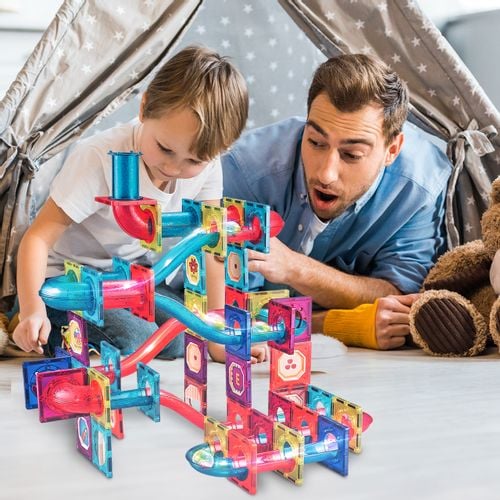 Klocki Magnetyczne 3D Świecące Konstrukcyjne Edukacyjne 125 elementów na Arena.pl