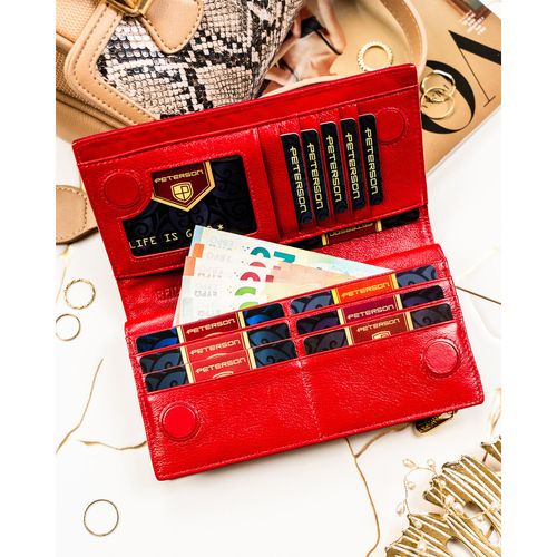 czerwony portfel damski wykonany ze skóry naturalnej i ekologicznej na Arena.pl