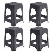 Kadax Taboret Stołek Kuchenny Rattan Antracyt 4szt