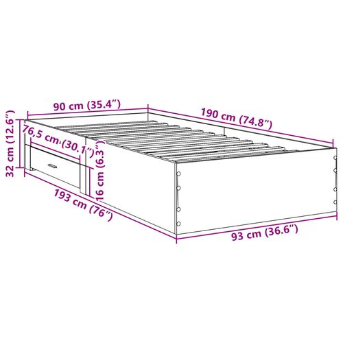 Łóżko  Sonoma Oak 90x190 cm z drewna inżynieryjnego na Arena.pl