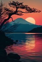 Plakat 67,5x100cm Góra Wieczorem