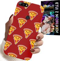 ETUI DO HUAWEI Y7 2018 - WZÓR Z WESOŁĄ PIZZĄ NA CZERWONYM TLE