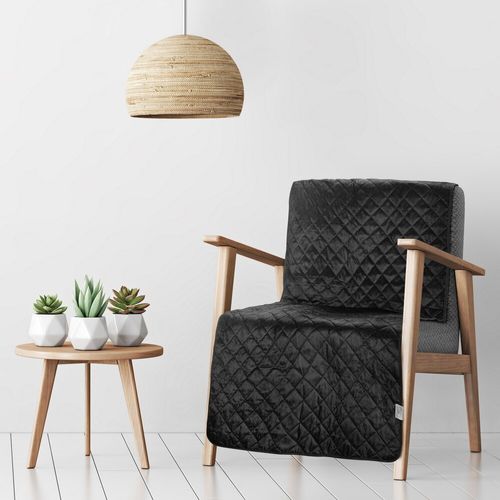 Narzuta dekoracyjna LUIZ 70x160 czarna w geometryczny wzór na Arena.pl