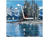 30X30CM ZEGAR JEZIORO MALIGNE ZIMĄ OBRAZ DREWNO