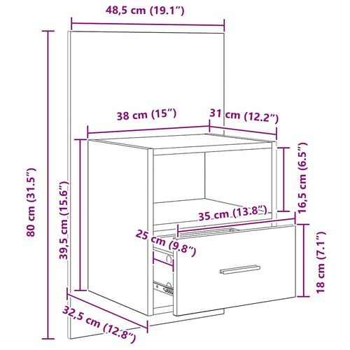 Szafka pod łóżko 2 pcs Stare drewno 48.5 x 32.5 x 80 cm na Arena.pl