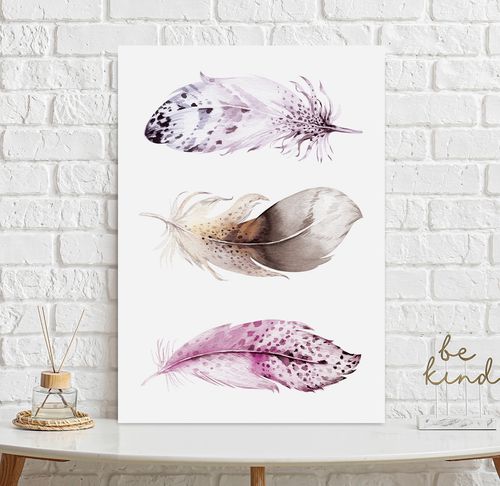 Plakat boho piórka akwarela 40x50 cm na Arena.pl