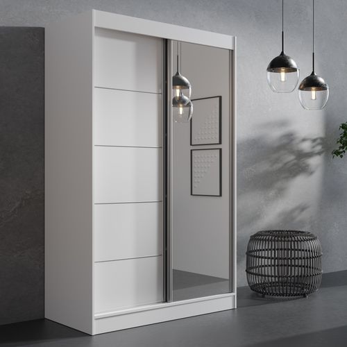 Szafa przesuwna z lustrem Como 2D1L 120 Biała (lacobel) na Arena.pl